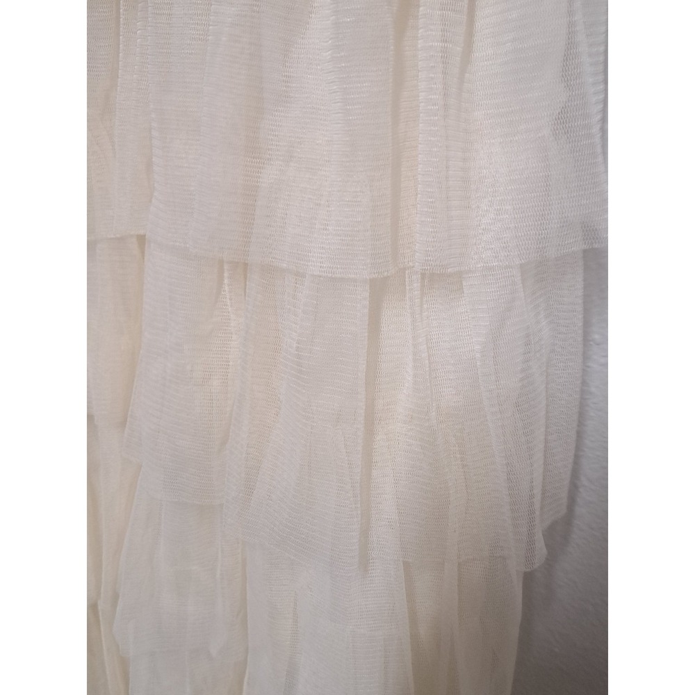 J Gee Cream Lace Ruffle Tiered Mini Dress Boho XL Festival - Picture 5 of 9